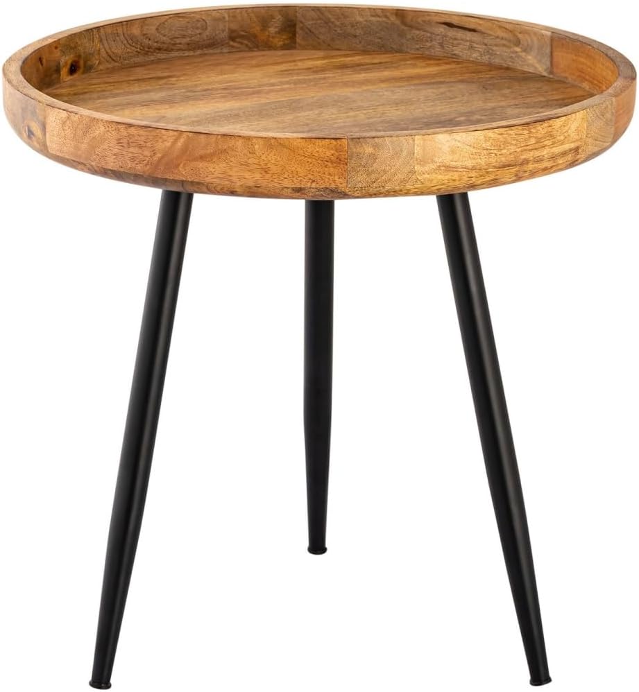 Beistelltisch Holz rund Couchtisch Wohnzimmer Tisch Metalbeine Holzplatte massiv Grösse Durchmesser