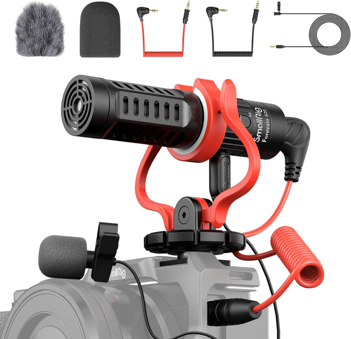 SMALLRIG Videomikrofon, Dual Input Videomic, mit Stossdämpfung Shock Mount, 3.5mm TRS/TRRS Richtmikr