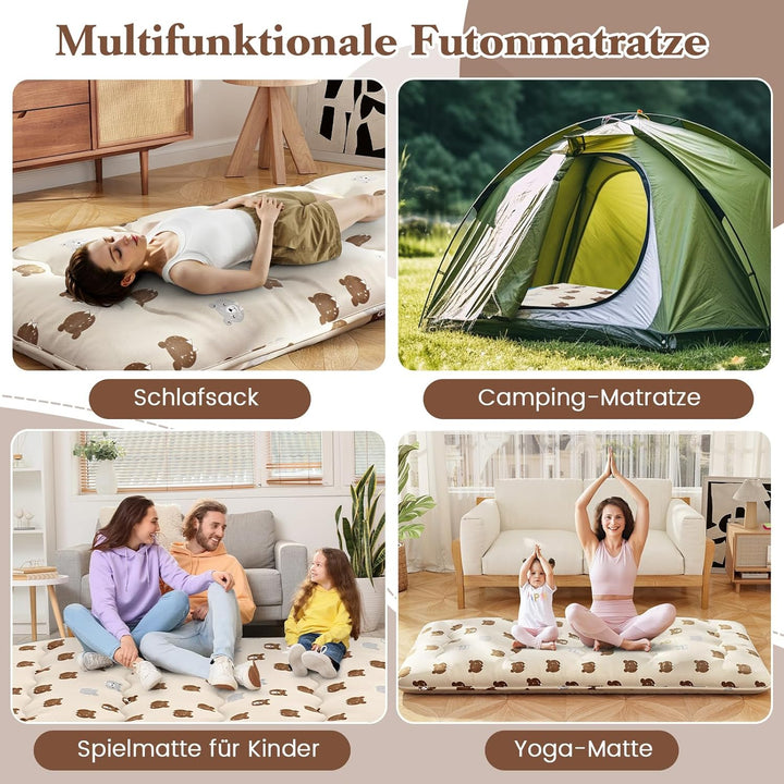 COSTWAY Japanische Futon Matratze, Tatami-Matte, Bodenmatratze, Klappmatratze mit waschbarem Bezug,