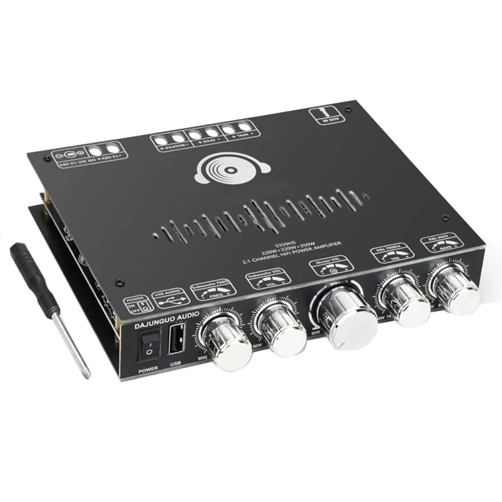DollaTek 2.1-Kanal-Bluetooth-Verstärkerplatine, 220W × 2+350W 12V-38V Audio-Leistungsverstärkermodul
