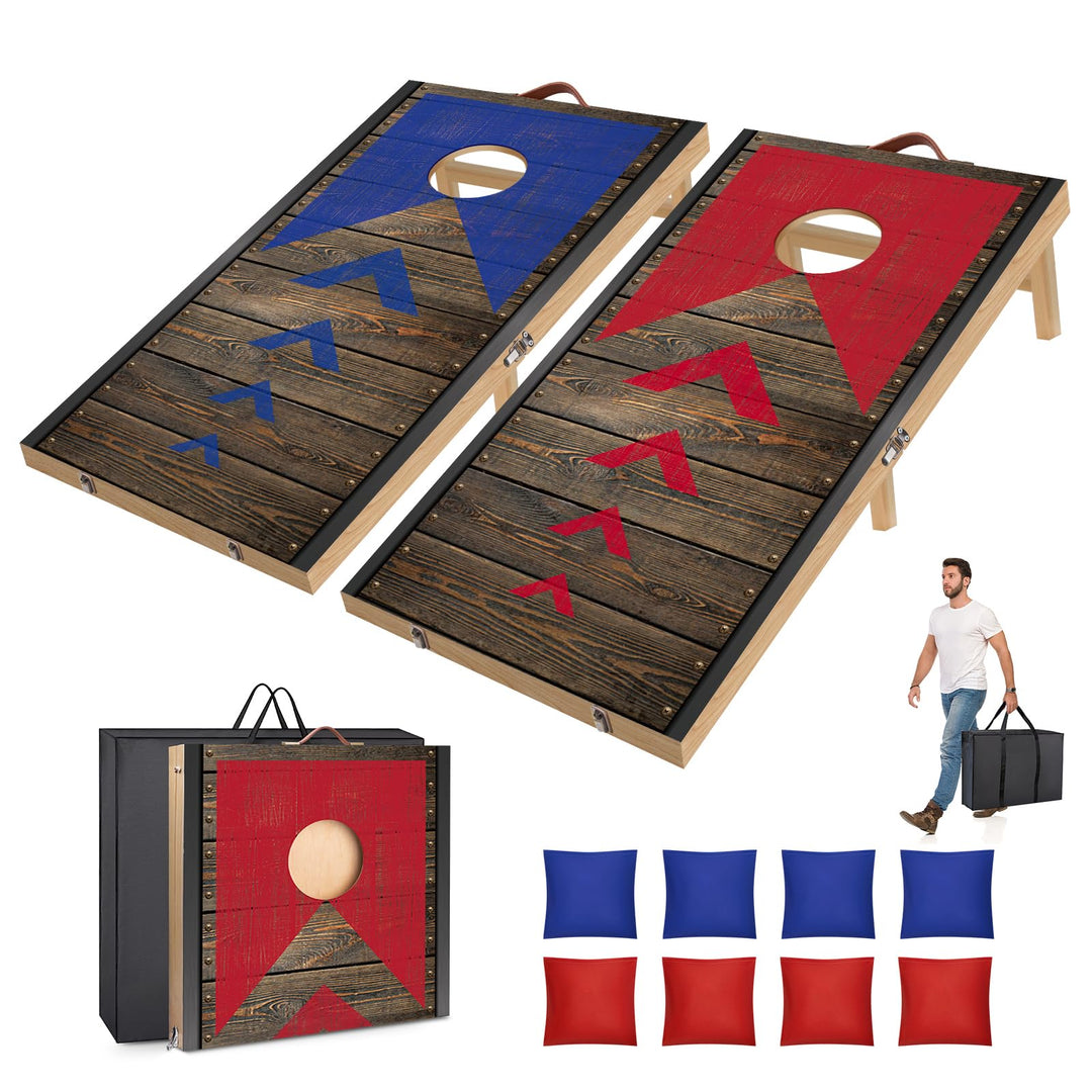 NZQXJXZ 90 x 60 cm Faltbar Cornhole Spiel Outdoor Cornhole Säckchen mit 8 Bohnensäcke & Tragetasche