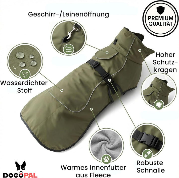 DOGOPAL Hundemantel Wasserdicht | Wintermantel &amp; Hunderegenmantel mit Fleecefutter, Reflektierend un