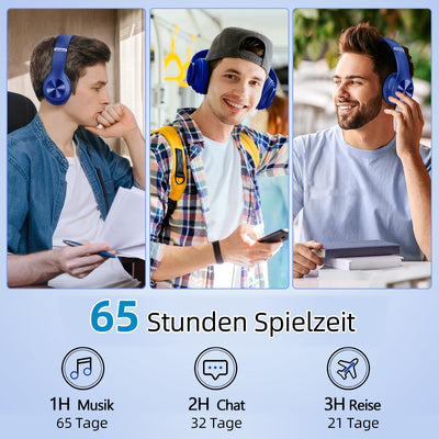 Lankey Sound 9S Bluetooth Kopfhörer Over Ear, 60 Stunden Spielzeit, Leichter Kabellose Kopfhörer mit