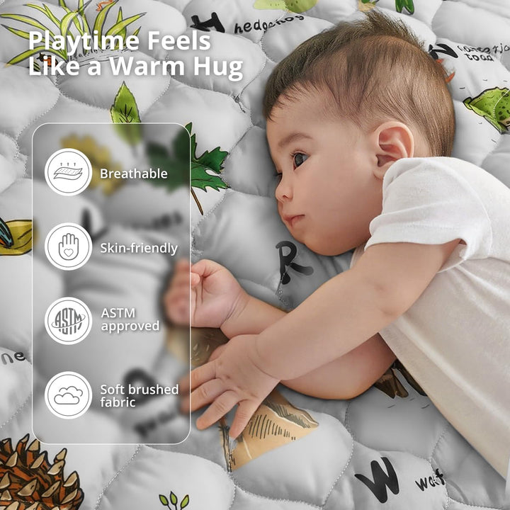 COMOMY Krabbelmatte Baby 127x127 cm, Extra Dicke und Weiche Spielmatte Faltbar, Rutschfeste Schadsto