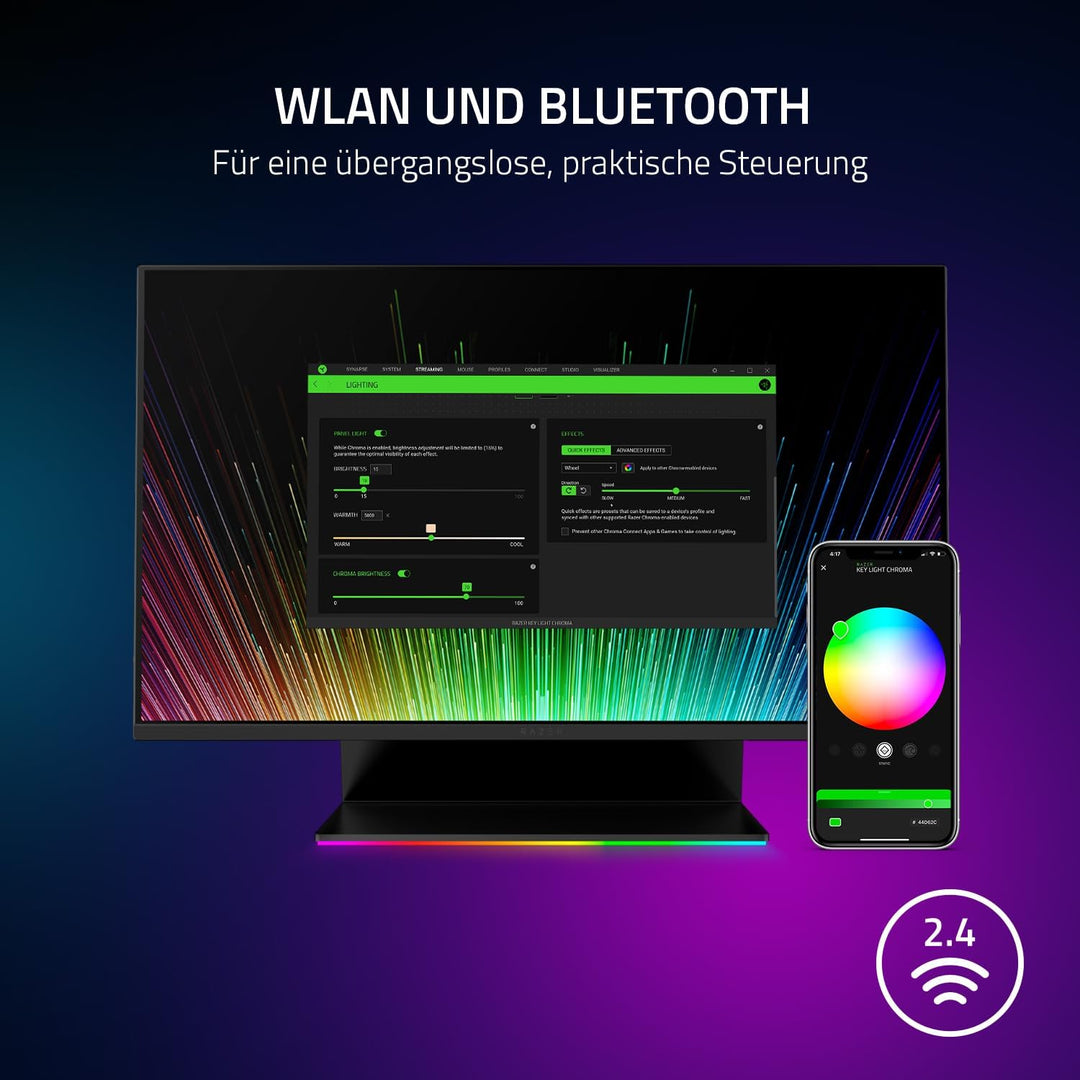 Razer Key Light Chroma - RGB Key Light für Streaming (Komplettlösung für Streaming-Beleuchtung, Indi