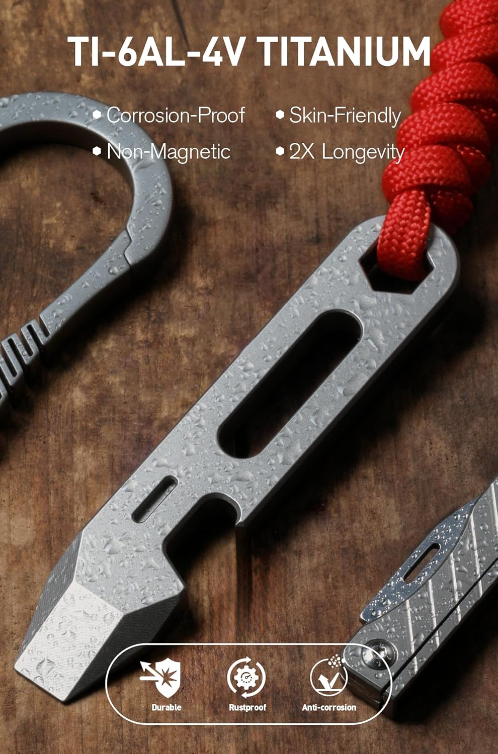 KEEPO LINK Titan EDC Brecheisen Multitool, 4-in-1 Hebelwerkzeug mit Flaschenöffner, Sechskantschlüss