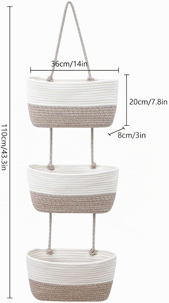 Hängeorganizer, 3 Stufiger Tür Wand Hängend Korb, Wall-Mounted Veranstalter lagerung körbe aus Baumw