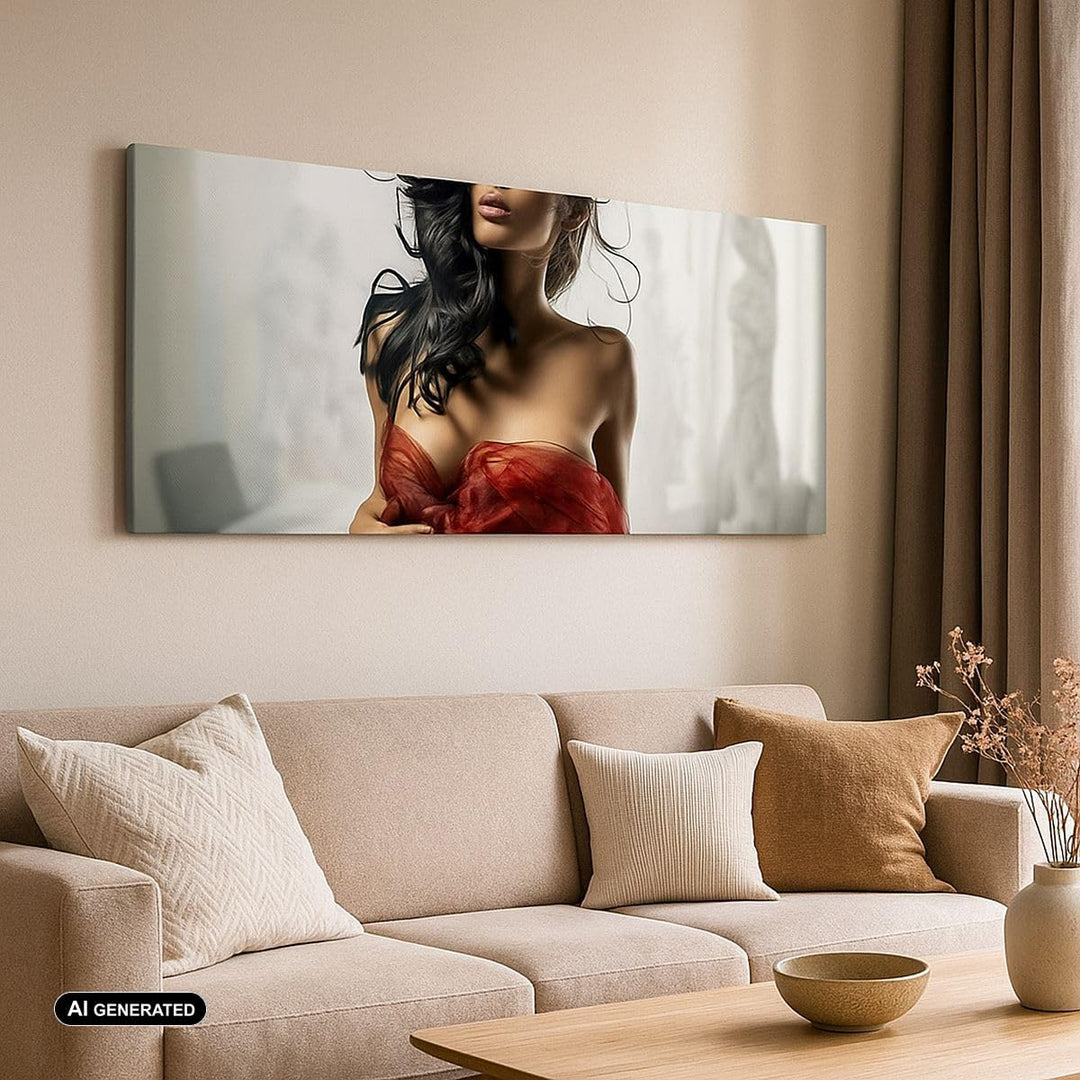 Wandbilder Dekoration Wohnzimmer Schönheit Körper Kleid Eleganz Panorama Bilder auf Leinwand 120x50c