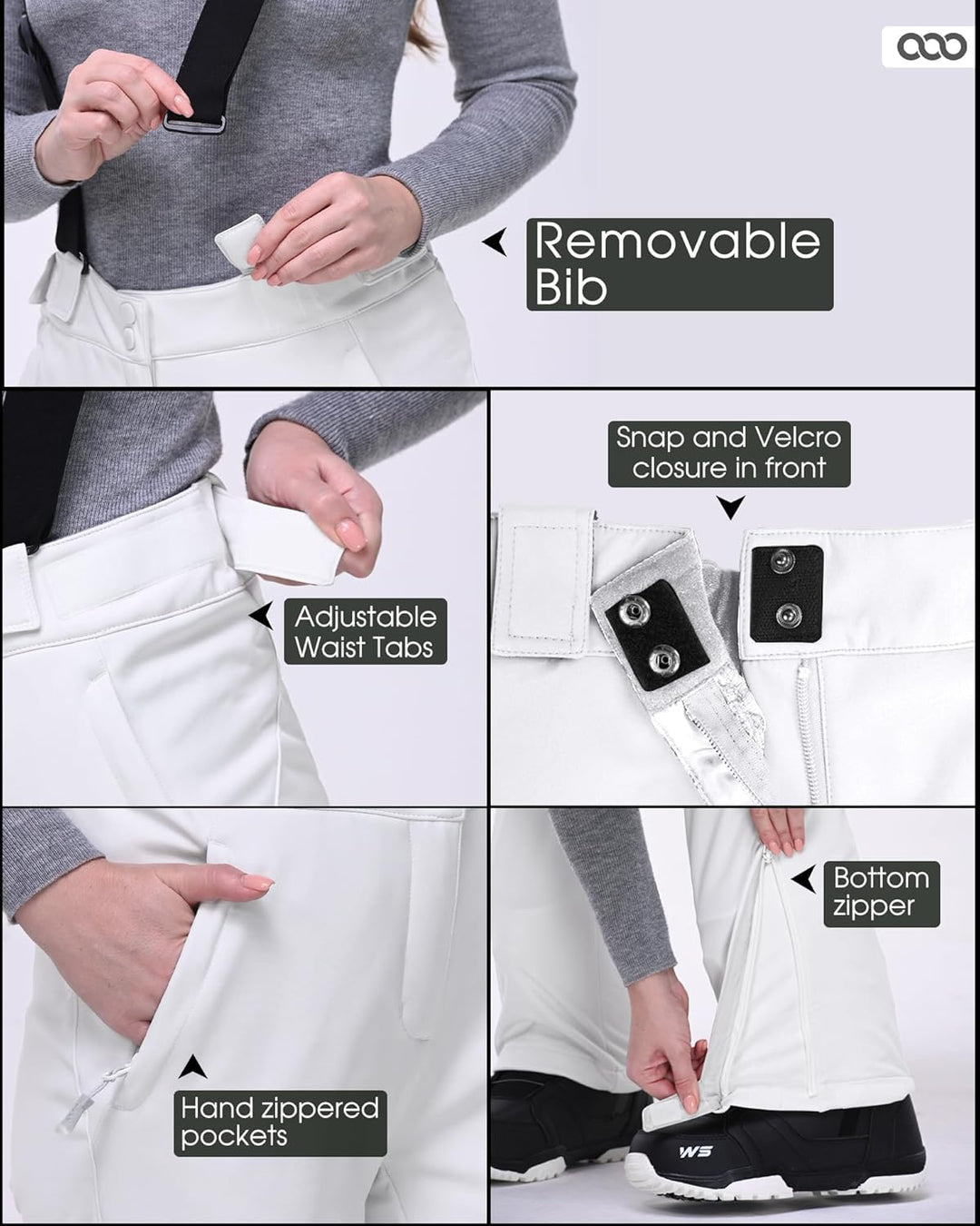 33,000ft Damen Skihose Hosenträgerhose Outdoorhose Wasserdicht Winddichte Softshellhose Warme Gefütt