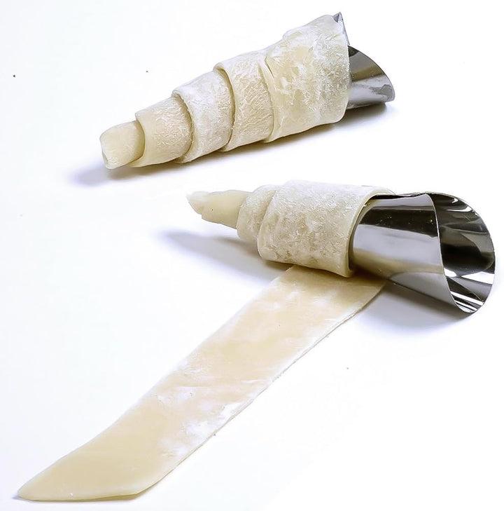 6 Stück Backkegel, 12 cm, Edelstahl, Spiralförmig, Croissant-Röhren, Horn, Brot, Gebäck, Kuchenform,
