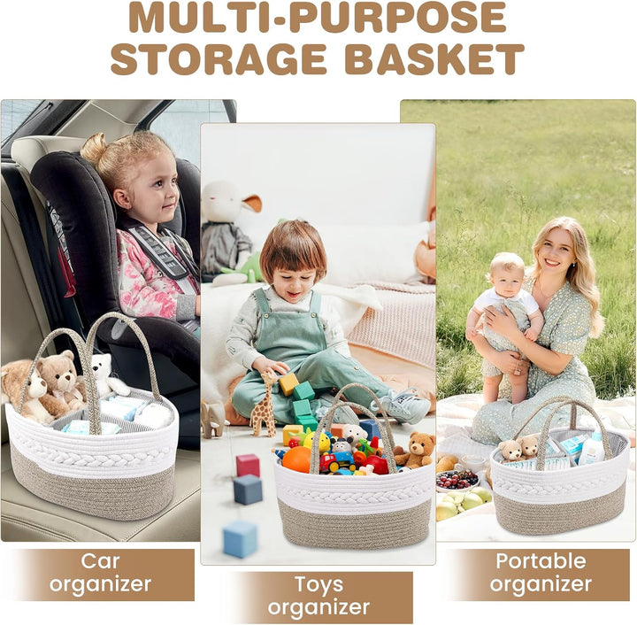 Zorplex Baby Windel Caddy Organizer, Wickeltisch Aufbewahrungskorb mit grossen Fächern und Griffen,