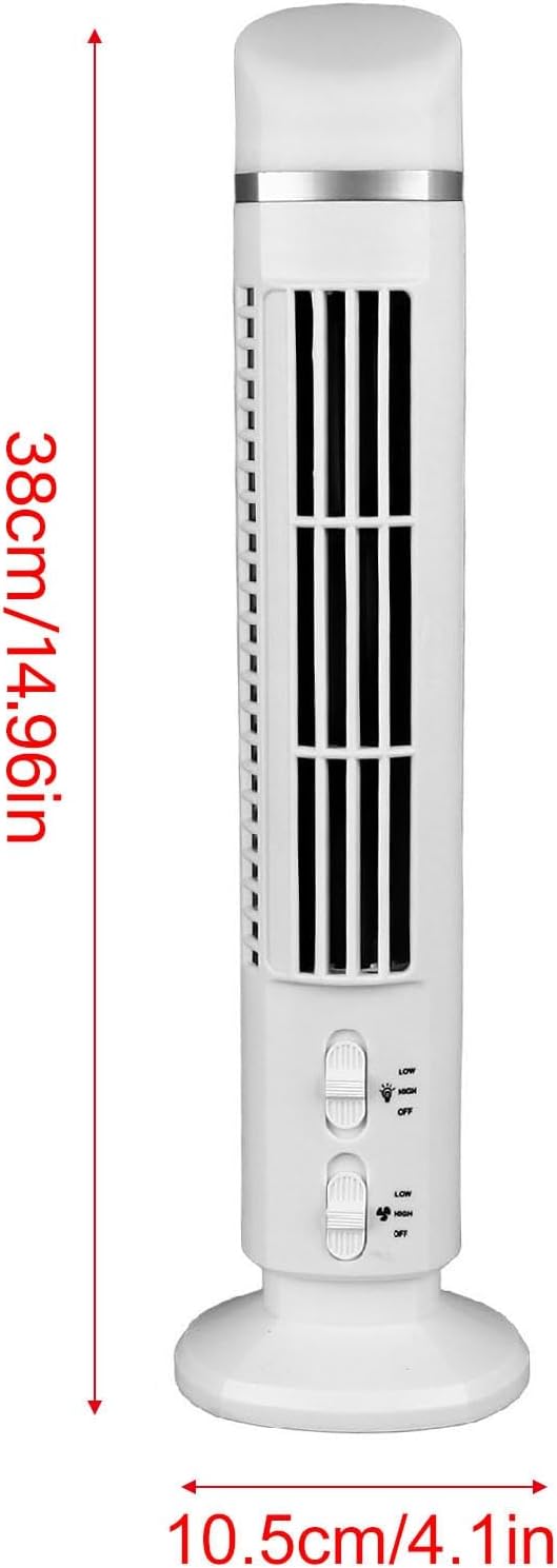 Zerodis Turmventilator ohne Flügel, 90 Grad Oszillierend, Leise, Tragbarer USB-Tischventilator, Turm
