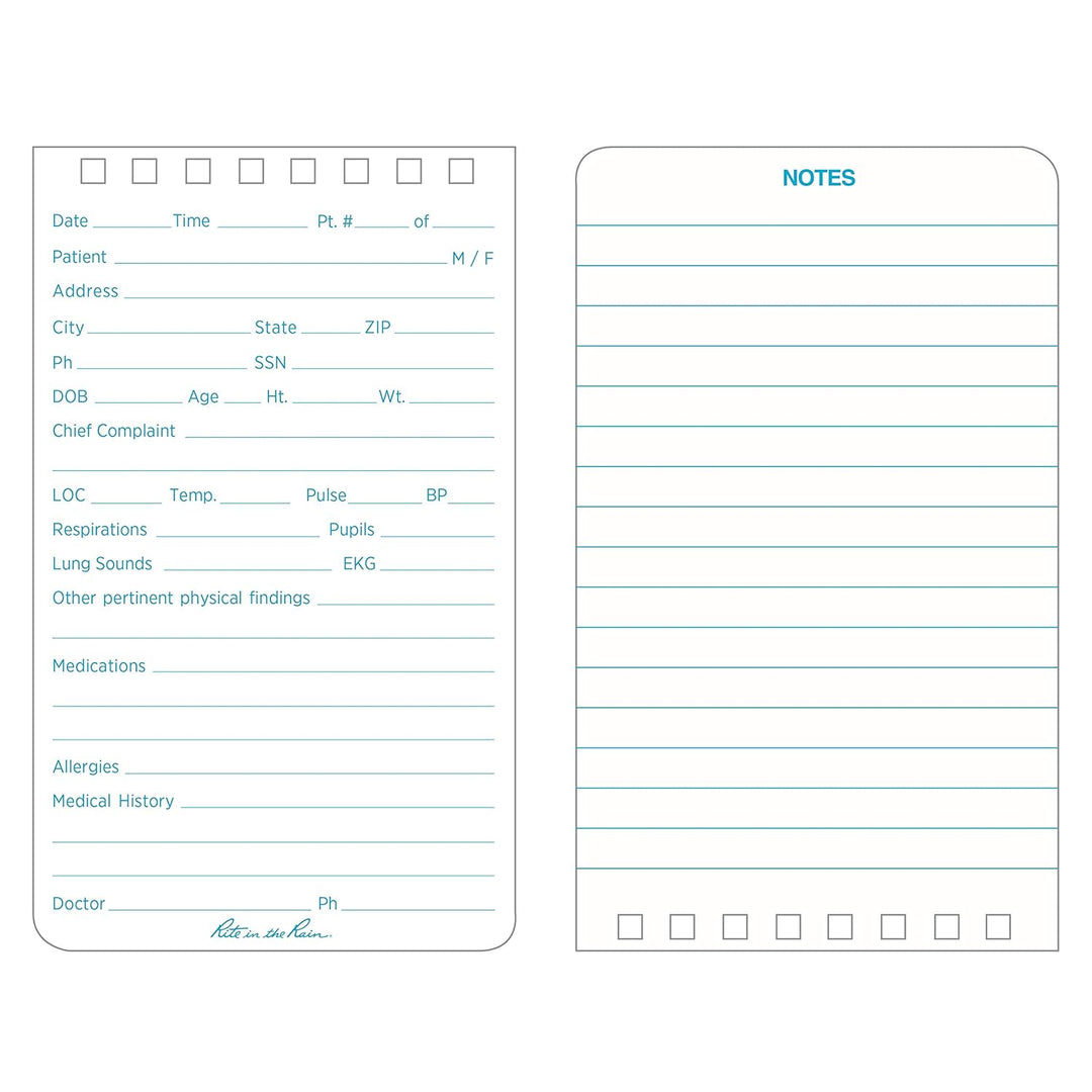 Rite in the Rain Wetterfestes EMS Notizbuch, 7,6 x 12,7 cm, gelber Einband, Vital Stats Pages (Nr. 1