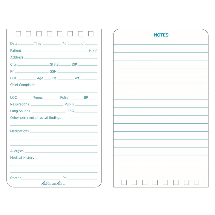 Rite in the Rain Wetterfestes EMS Notizbuch, 7,6 x 12,7 cm, gelber Einband, Vital Stats Pages (Nr. 1
