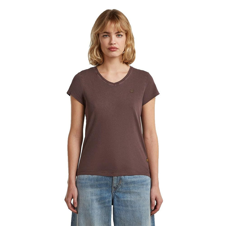 G-Star Damen Eyben Slim V-Neck Top 2.0 XXS Beige (Chocolate Plum Gd D24533-b059-h312), XXS Beige (Ch