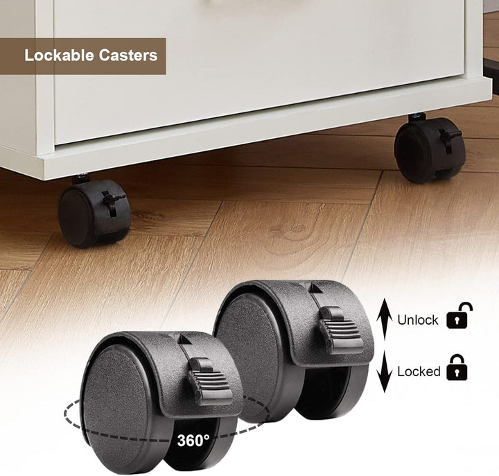 ZBAOLTO Rollcontainer Abschliessbar，Rollcontainer mit Schubladen，Aktenschrank, Büro-Aktenschränke mi