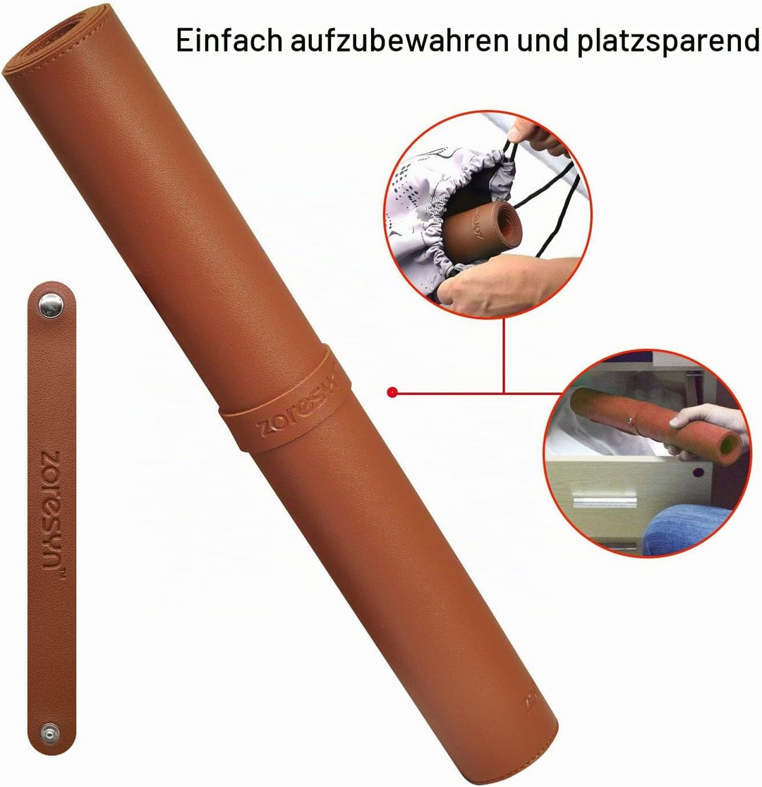ZORESYN Schreibtischunterlage PU-Leder Braun 90 x 40 cm 900L x 400B mm Light Brown, 900L x 400B mm L
