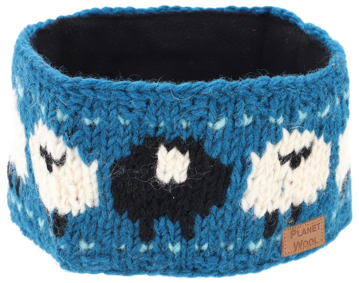 GURU SHOP Woll-Strick-Stirnband, Gestrickter Ohrenwärmer Sheep - Blau, Herren/Damen, Wolle 1 stück (