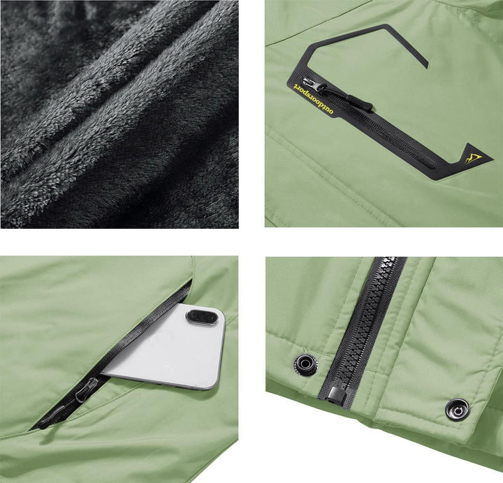 KEFITEVD Herren Skijacke Atmungsaktiv Warm Gefüttert Winterjacke mit Abnehmbarer Kapuze Snowboardjac