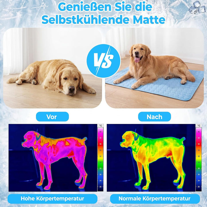 Ungiftig Kühlmatte Hund Sommer Waschbar für Drinnen (150 * 100Blau) | Atmungsaktiv Kühldecke Hund Se
