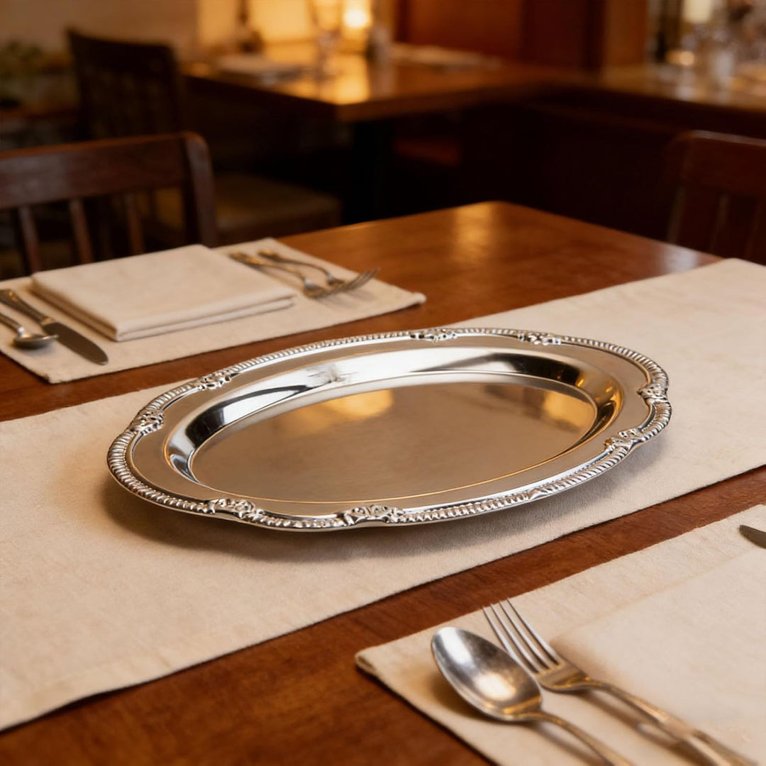 Zerodis Desserttablett, Vintage-Servierplatte aus Metall Im Hofstil mit Gravur, Dekorative Servierpl