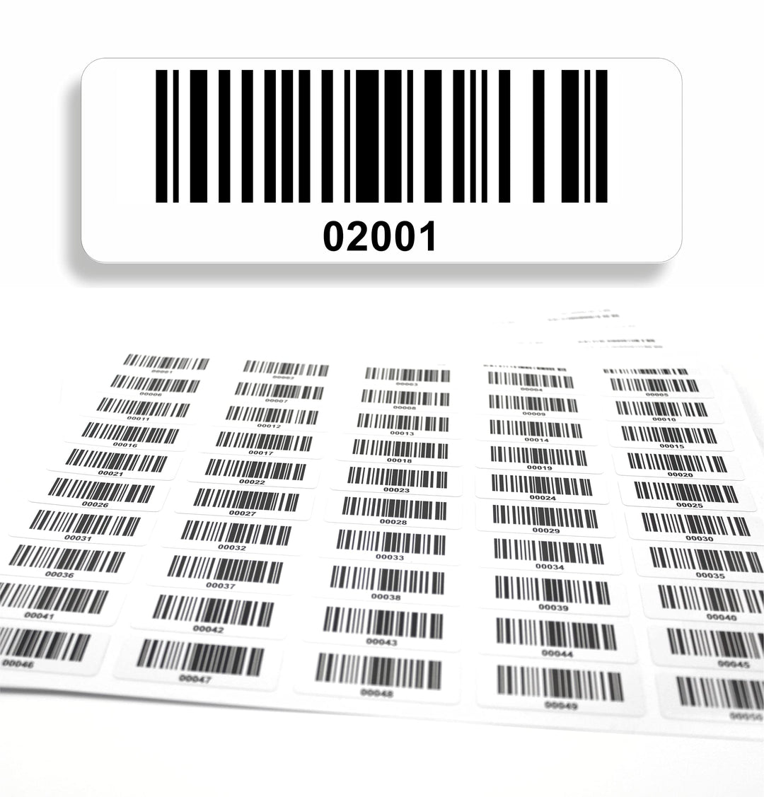 Barcodeetiketten 2001-3000 fortlaufend 5-stellig DGUV Prüfung Barcode Etiketten 1.000 Stck Strichcod