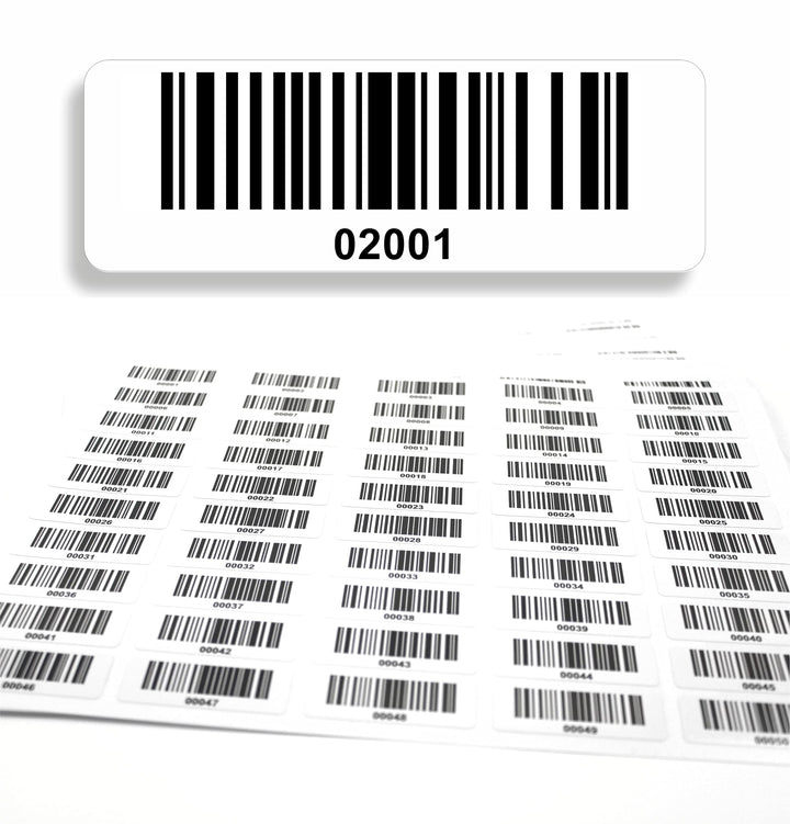 Barcodeetiketten 2001-3000 fortlaufend 5-stellig DGUV Prüfung Barcode Etiketten 1.000 Stck Strichcod