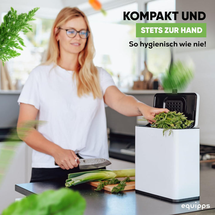 equipps Bio Mülleimer 6L | Komposteimer Küche für Bio Müll & Co | Mülleimer mit Geruchsfilter | Komp