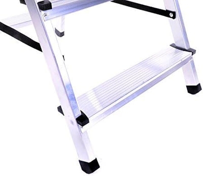 DRABEST Trittleiter Klapptritt Aluleiter Haushaltsleiter beidseitig begehbar 2 x 2 Stufen bis 125 kg