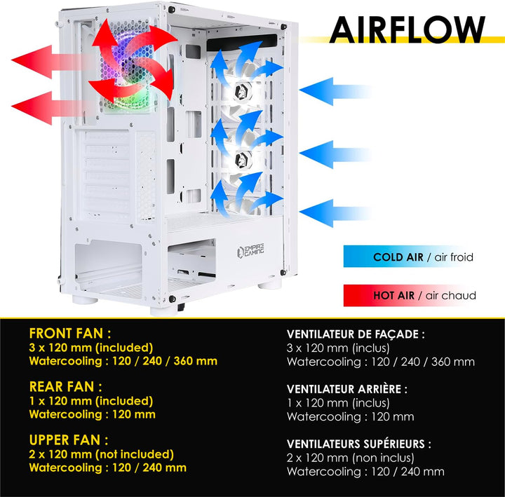 EMPIRE GAMING - PC-Gehäuse für Gamer Diamond – ARGB Medium Tower ATX/ITX – Plexiglasfront und Seiten
