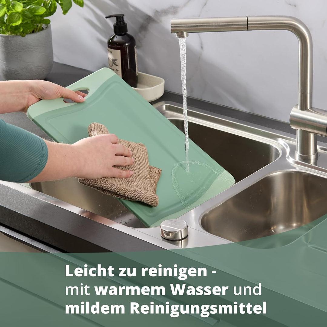 KHG Schneidebrett aus Kunststoff Grün - 37 x 25 x 0,8 cm - Grosses Messerbrett, Küchenbrett rutschfe