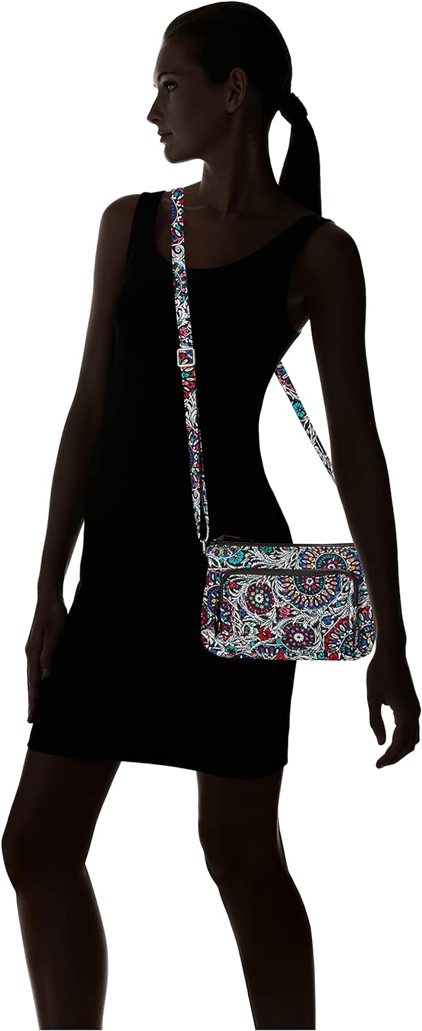 Vera Bradley Damen Umhängetasche aus recycelter Baumwolle mit RFID-Schutz Einheitsgrösse Plum Stiefm