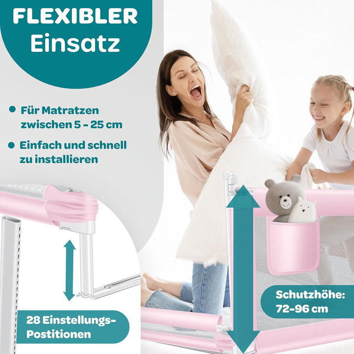 KESSER® Bettschutzgitter 150 cm, Rausfallschutz Bett & Bettgitter Kinderbett, klapp- & höhenverstell