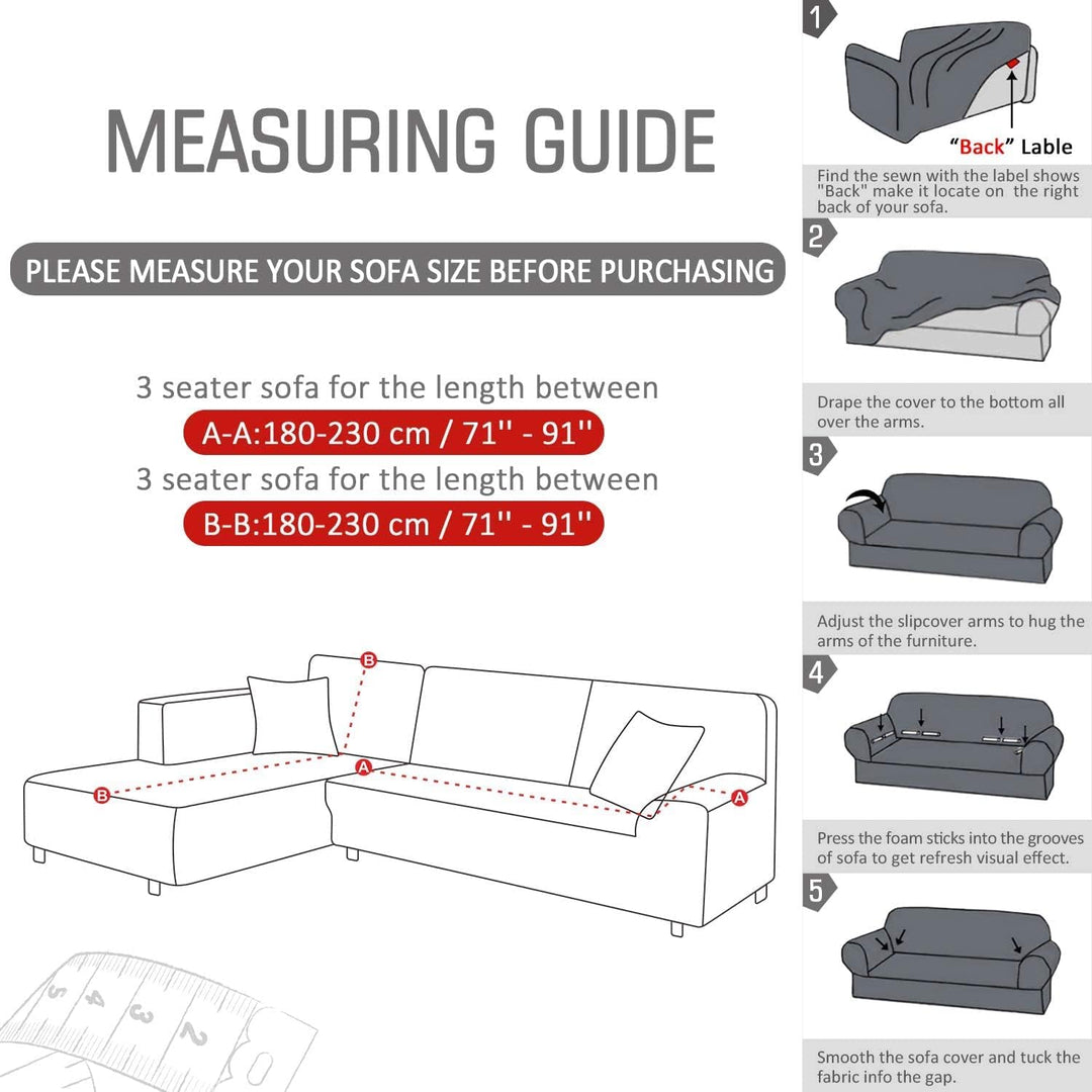 ShowyLive Sofa Überzug Couch Überzug 2er Set für Ecksofa L-Form Sofabezug 3 Sitzer+3 Sitzer, mit 2 S
