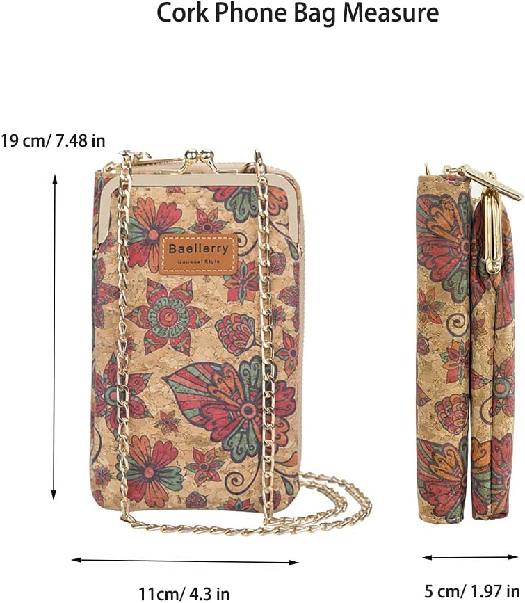 aolaso Kork Handytasche zum Umhängen Damen, Kleine Schultertasche Handytasche zum Umhängen mit Karte
