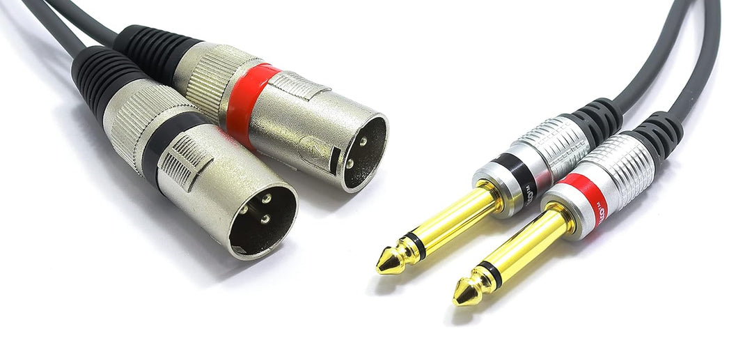 VITALCO 2x XLR Stecker auf 2x 6.3mm TS Klinke Kabel 3m Mikrofonkabel 3 Polig Männlich auf Mono Klink