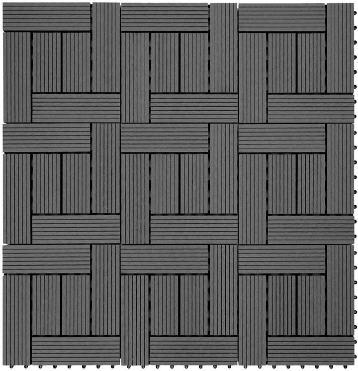Mendler WPC Bodenfliese Rhone, Holzoptik Balkon/Terrasse, 11x je 30x30cm = 1qm versetzt - Basis anth