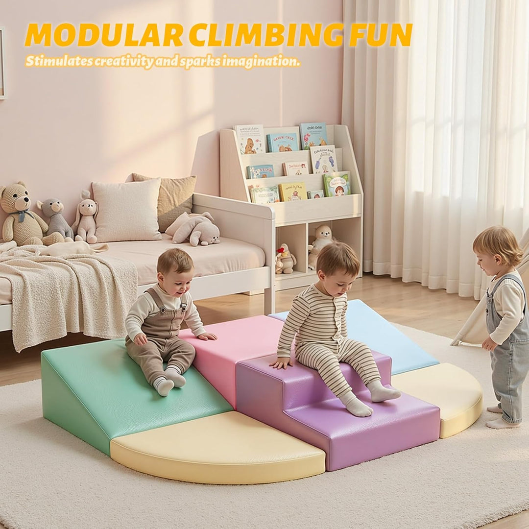 JungleDove Schaumstoff Bausteine Kinder Klettern Indoor - 6 PCS Softbausteine Riesenbausteine für Ba
