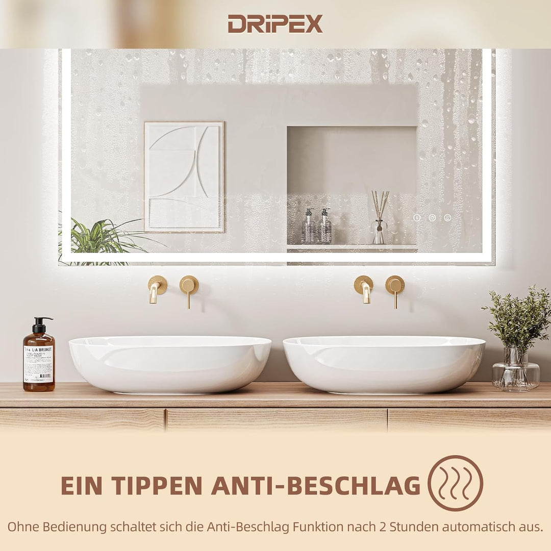 Badezimmerspiegel Led Badspiegel, Speicherfunktion, Touch-Schalter, Druckknopf, Dimmbar, 3 Lichtfarb