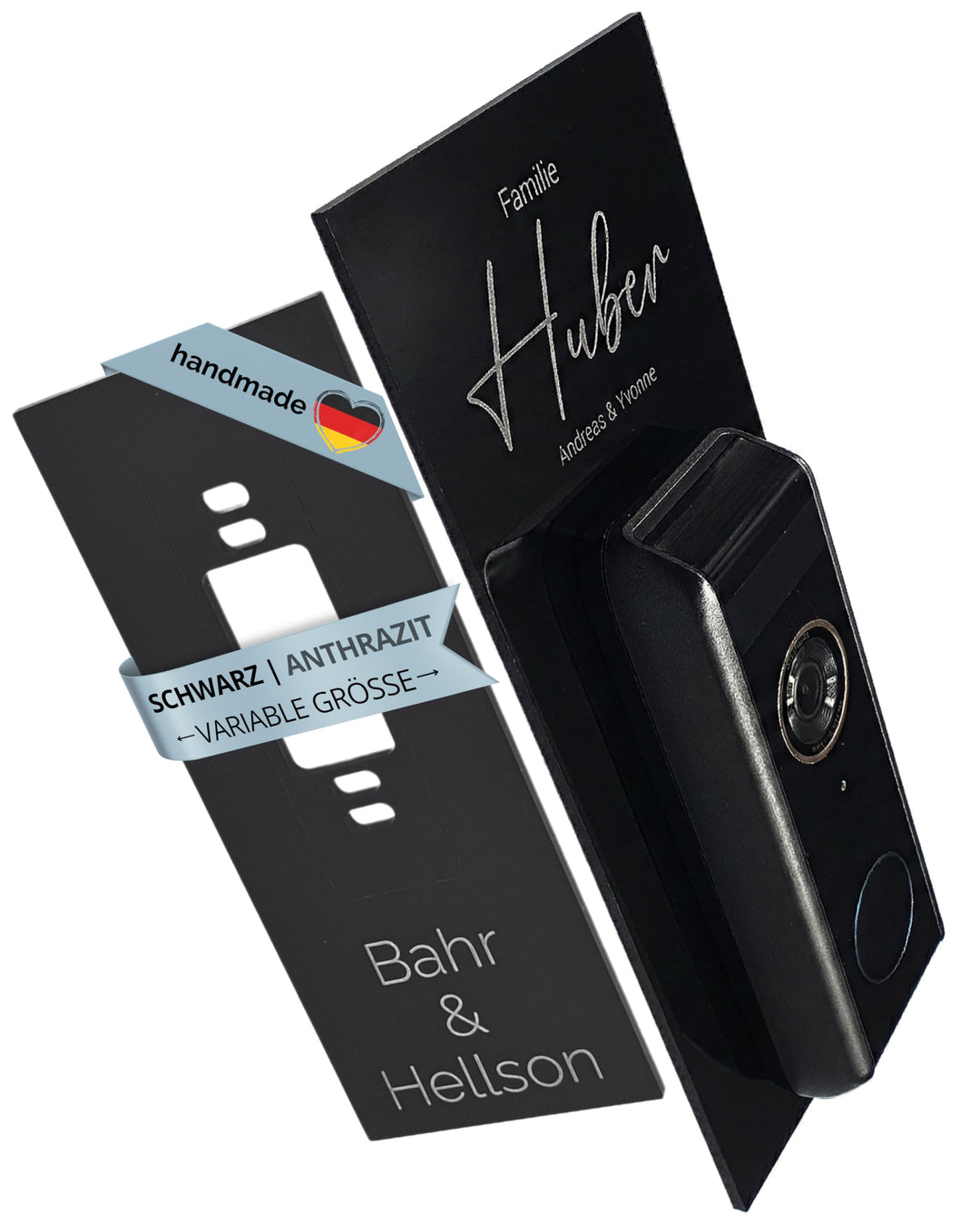 Klingelschild für Eufy Video Doorbell S330 Dual | Schwarz oder Anthrazit | Verschiedene Muster, Vers
