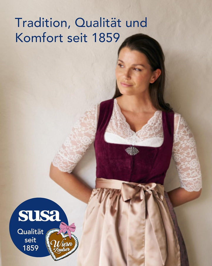 SUSA Wiesn-Zauber Dirndl BH I Bügel-Halbschalen BH mit floraler Spitze I Damen BH für ein atemberaub