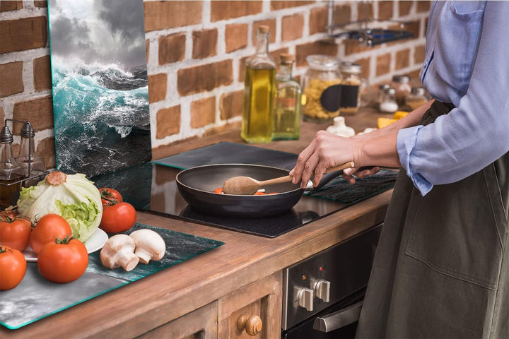 TMK | Herdabdeckplatten ceranfeld 3 Teilig 30x52 cm | Ceranfeldabdeckung Küche Elektroherd Induktion