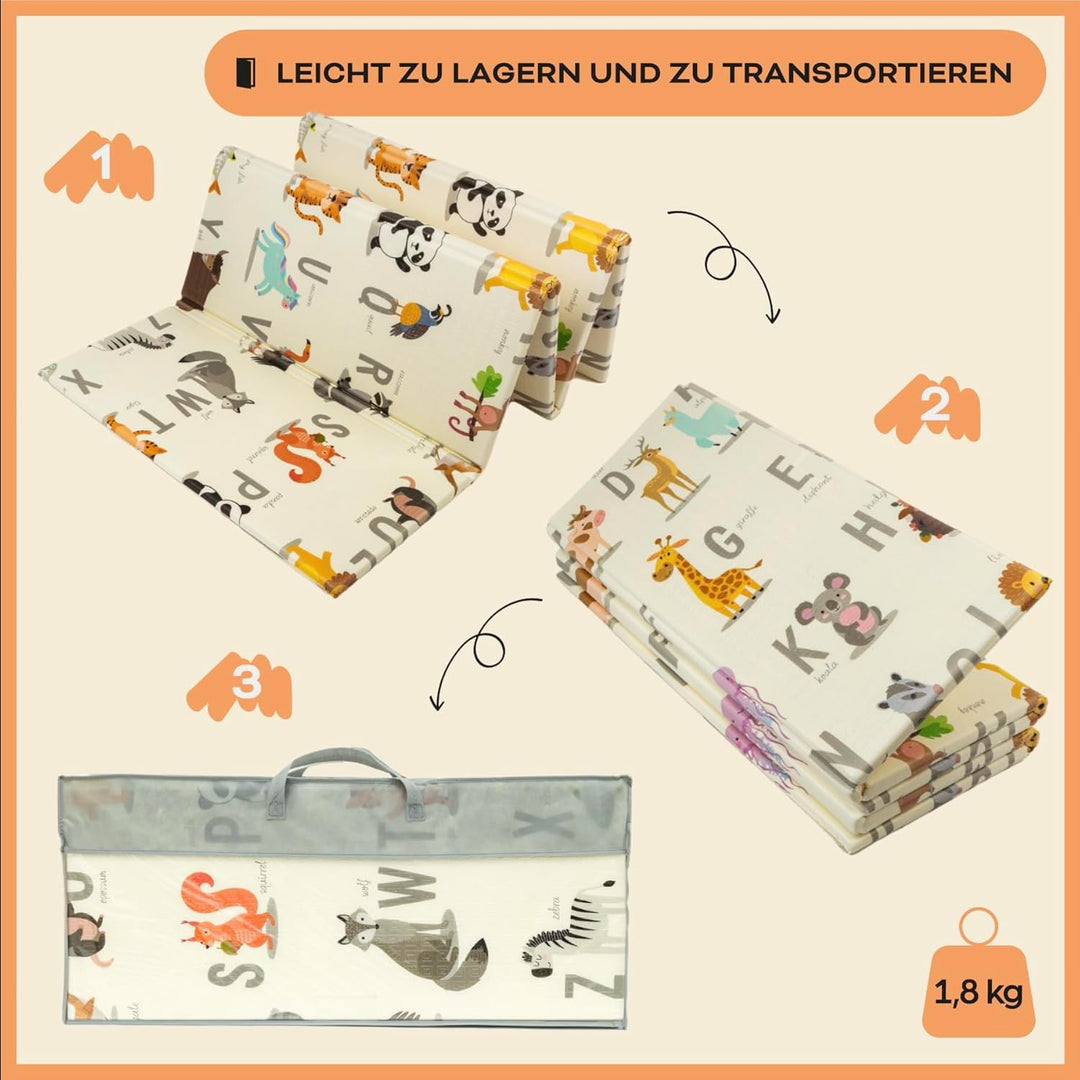 Baby-Spielmatte, faltbar, sensorisch, wasserdicht, ungiftig, wendbar. Vielseitige Matte, perfekt zum
