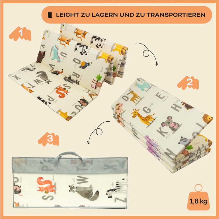 Baby-Spielmatte, faltbar, sensorisch, wasserdicht, ungiftig, wendbar. Vielseitige Matte, perfekt zum