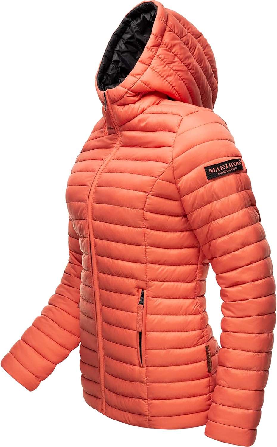 MARIKOO Damen leichte Übergangsjacke Steppjacke mit Kapuze Asraa XS-3XL, Coral