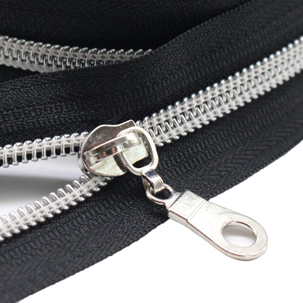 MebuZip 9 m silberfarben endlos Reissverschluss Meterware Reissverschluss Nylon 6mm-Spirale + 25 Non