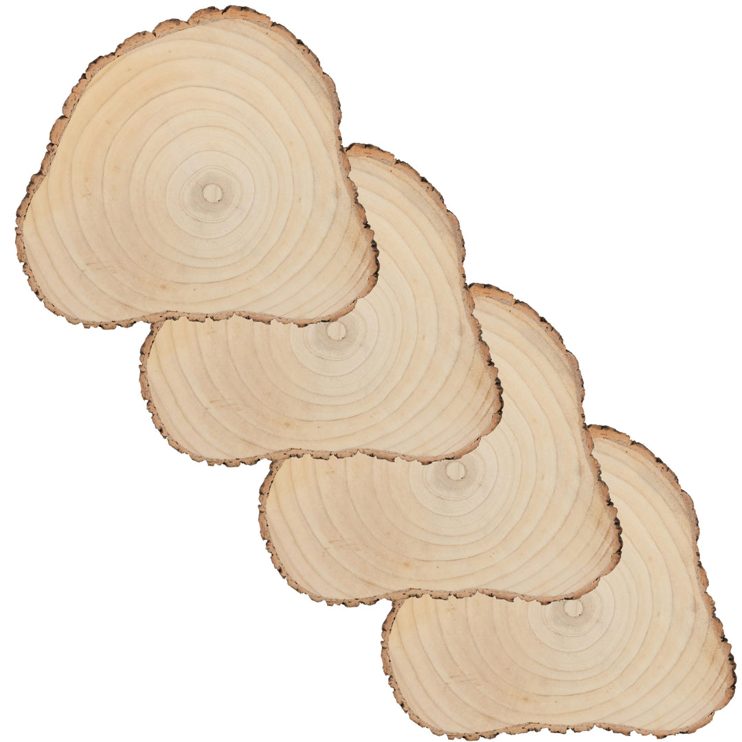 J-Line Baumscheibe 40cm (4er Set), Holzscheibe, Holzbrett Deko, dekoratieve Holzplatte als Servierta