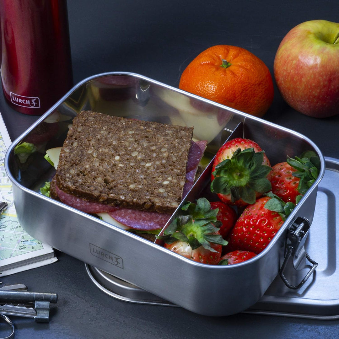 Lurch 240882 Lunchbox Snap aus Edelstahl 100% auslaufsicher 1400ml, 18/8, 1400ml