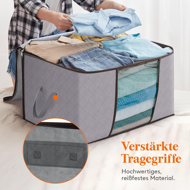 Lifewit 120L Aufbewahrungstasche für Bettdecken, Gross Aufbewahrungsbox mit Deckel Kleidung Aufbewah