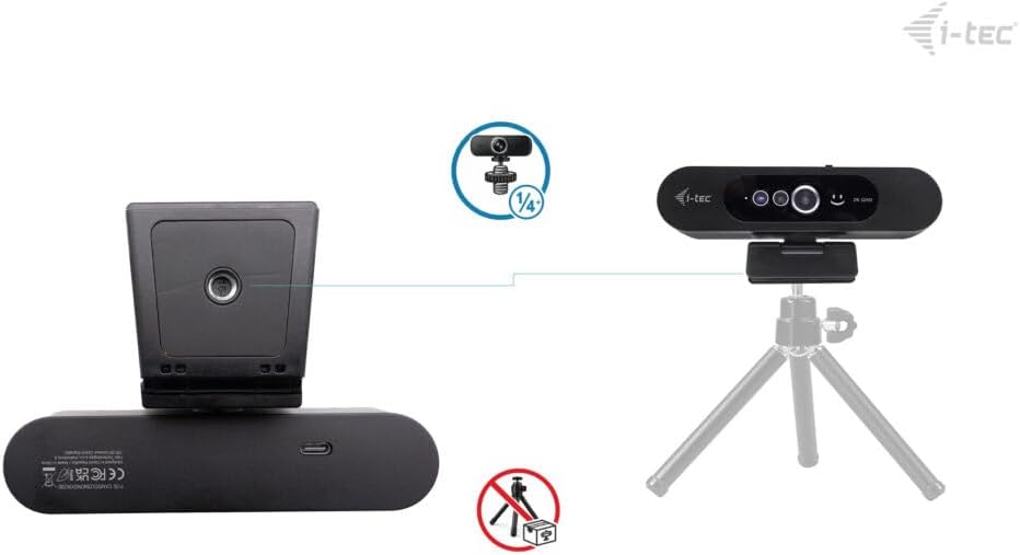 i-tec Solomon WH200 Webcam 2K mit Native Unterstützung für Windows Hello, Hochwertiges Mikrofon und